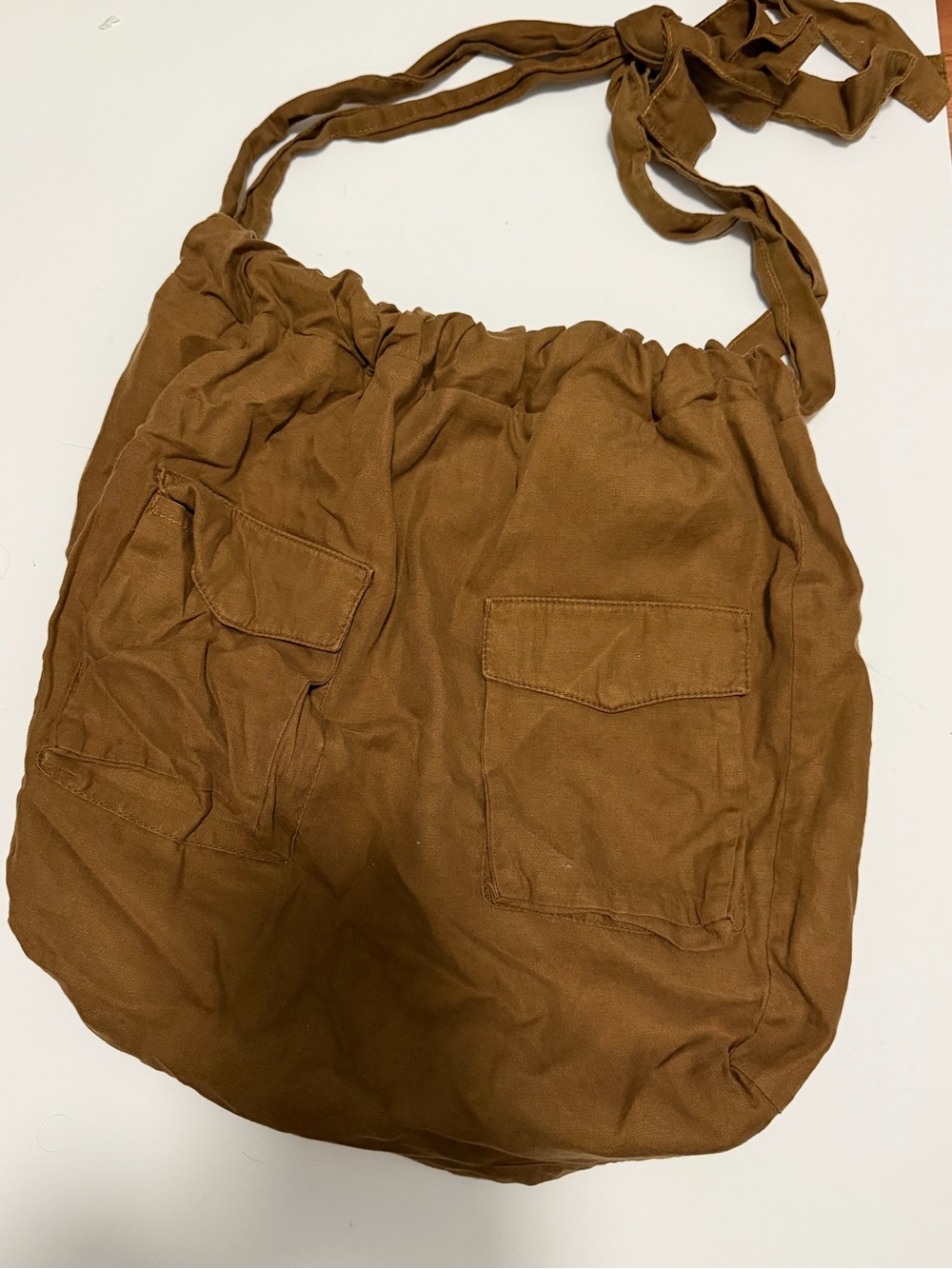 Zara Rust Brown Drawstring Shoulder Bag